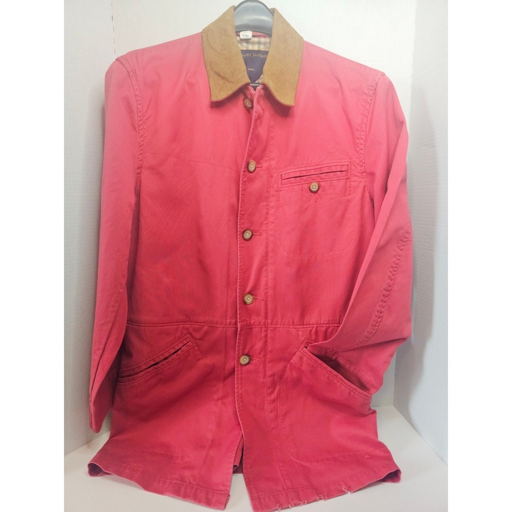 Henry Jacobson Barn Jacket SZ S Red Button Up Chore Utility CALLOUTS IN PICS
